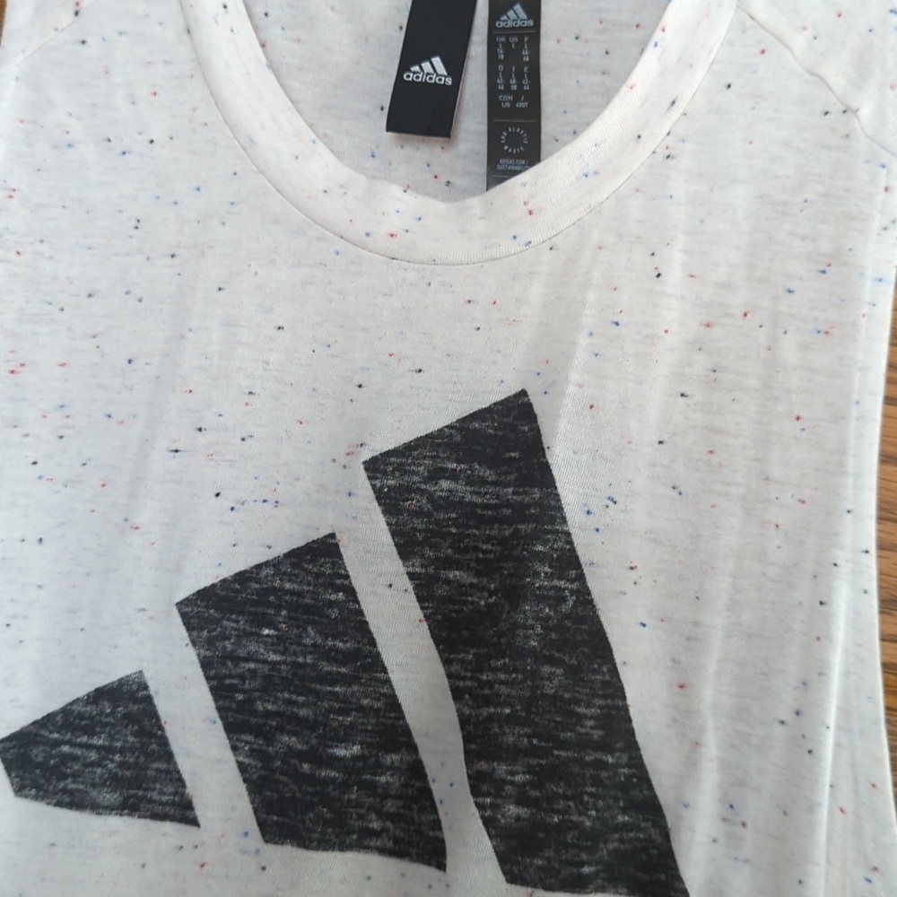 Adidas Women's Ultimate Sleeveless Tank Top White Melange Size Large - Picture 3 of 8